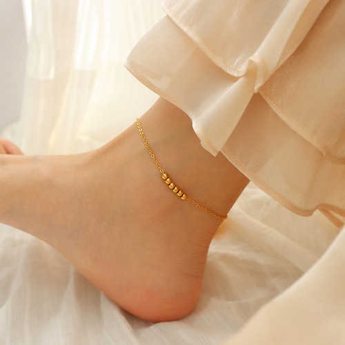 Xiaoxiangfeng small beads versatile fashion anklet titanium steel plated 18K gold high quality footwear manufacturer wholesale