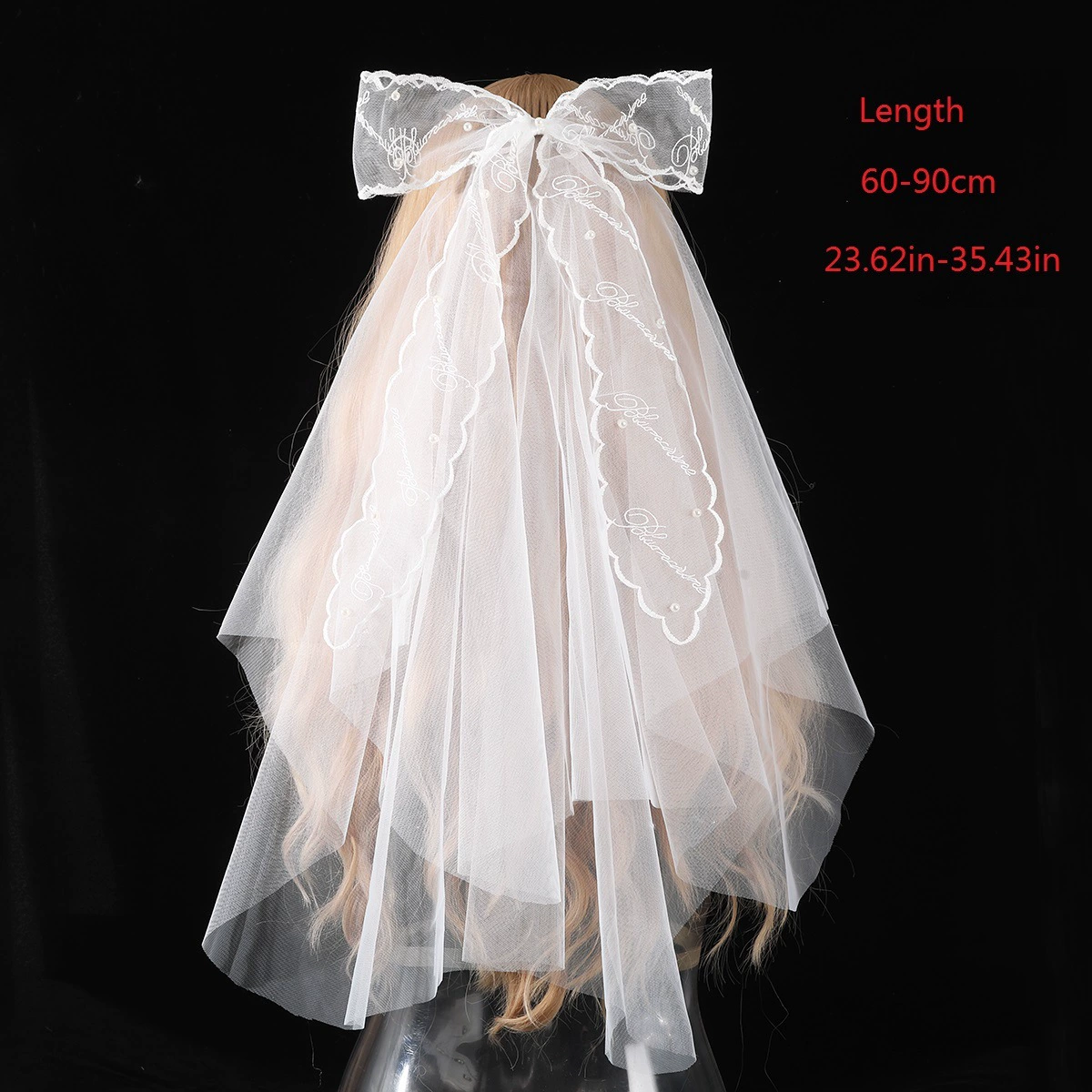 Белый фата невесты с бантом, кружевной аксессуар