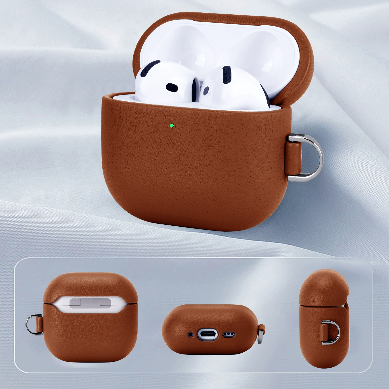 Сумка/чехол из натуральной кожи первого слоя для Apple AirPodsPro2, бесшовный кожаный чехол, полноцветная защитная крышка