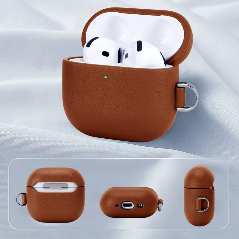 Сумка/чехол из натуральной кожи первого слоя для Apple AirPodsPro2, бесшовный кожаный чехол, полноцветная защитная крышка