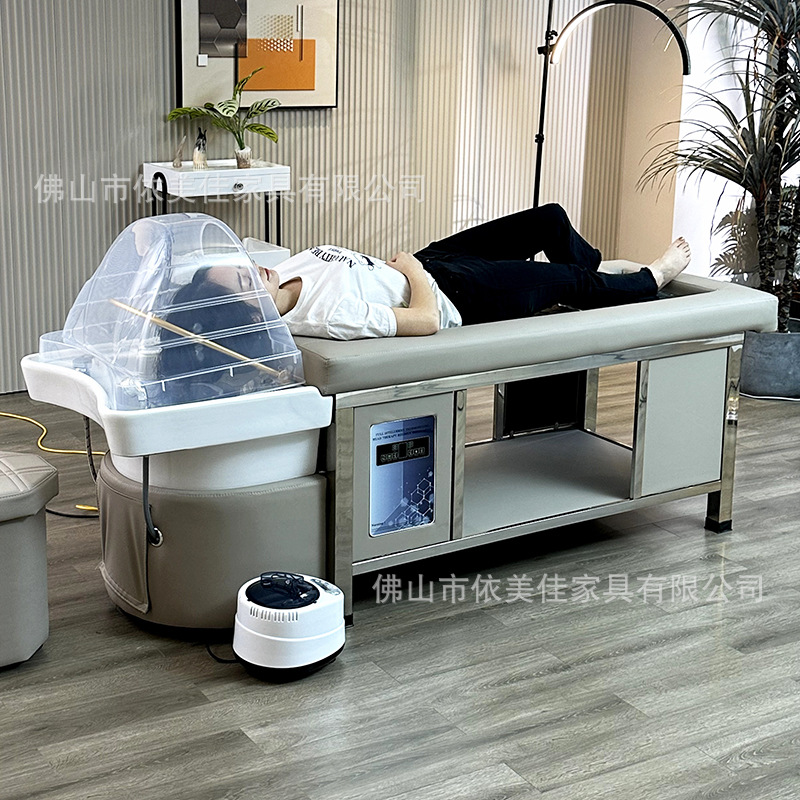 Cama de moxibustión transfronteriza de alta gama con marco de acero, cama de lavado de cabello tailandés, cama de fumigación de circulación de agua a temperatura constante especial para salón de belleza
