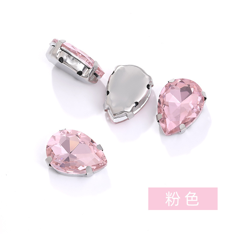 Diamante de garra de forma especial de fondo puntiagudo de gota de agua, soporte de fondo K blanco que no se desvanece, vestido de novia de bricolaje, accesorios, accesorios, taladro de garra cosido a mano