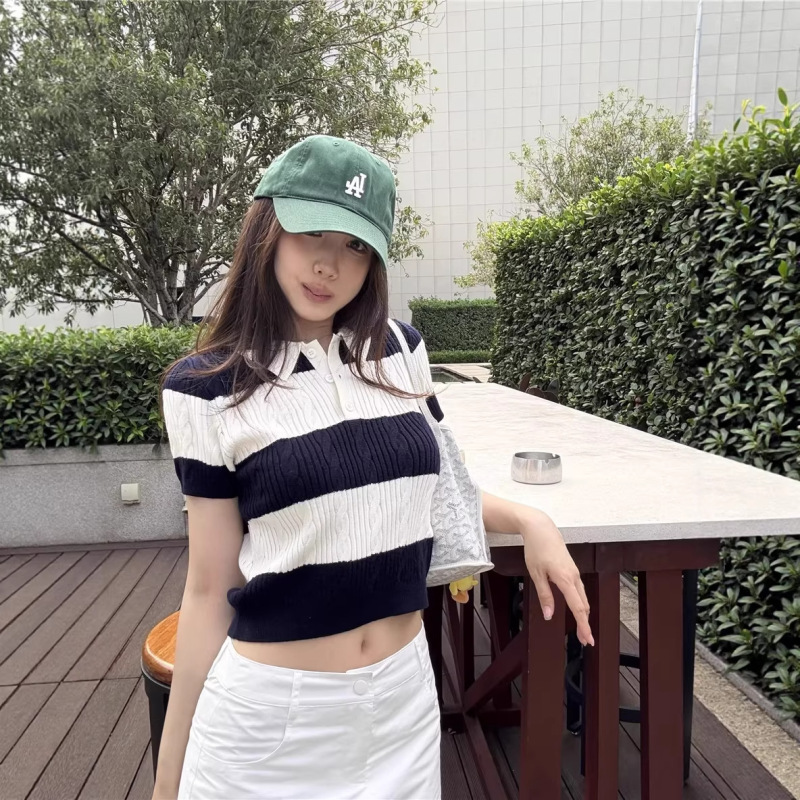 Meiyang Jersey Academy Polo Shirt Upw Linen Cotton Striped Short Sleeve Top - Monday
