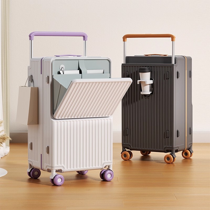 2025 Large-Capacity Suitcase with Wide Handle and Front Opening Deep Compartment