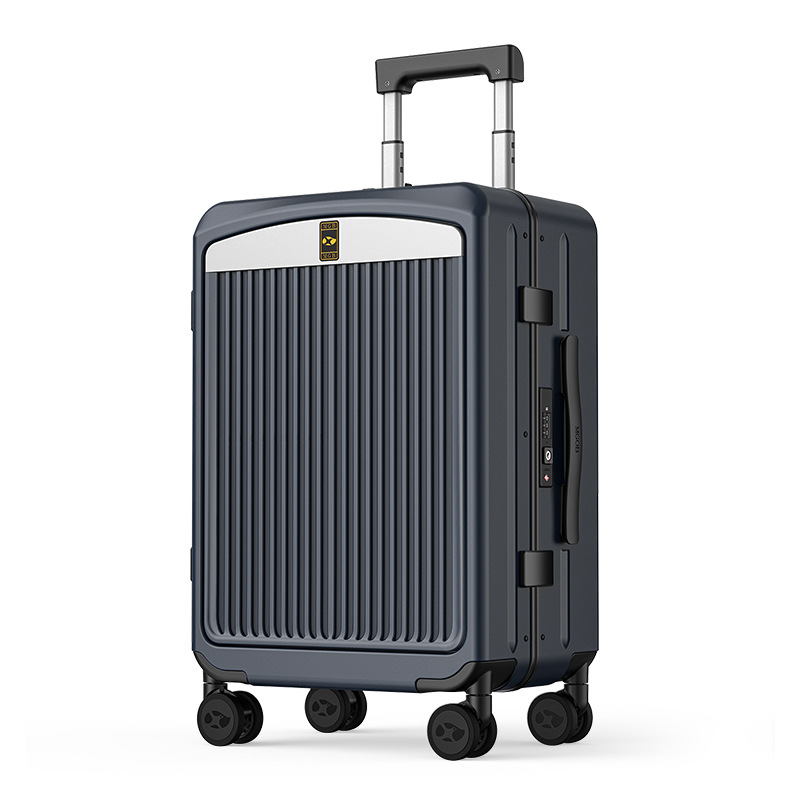 Vali nhôm khung Mango Bird mở nắp trước, size cabin 20 inch kèm khóa số — Khóa kéo thông thường kinh doanh lao động lớn màu đen có thể lên máy