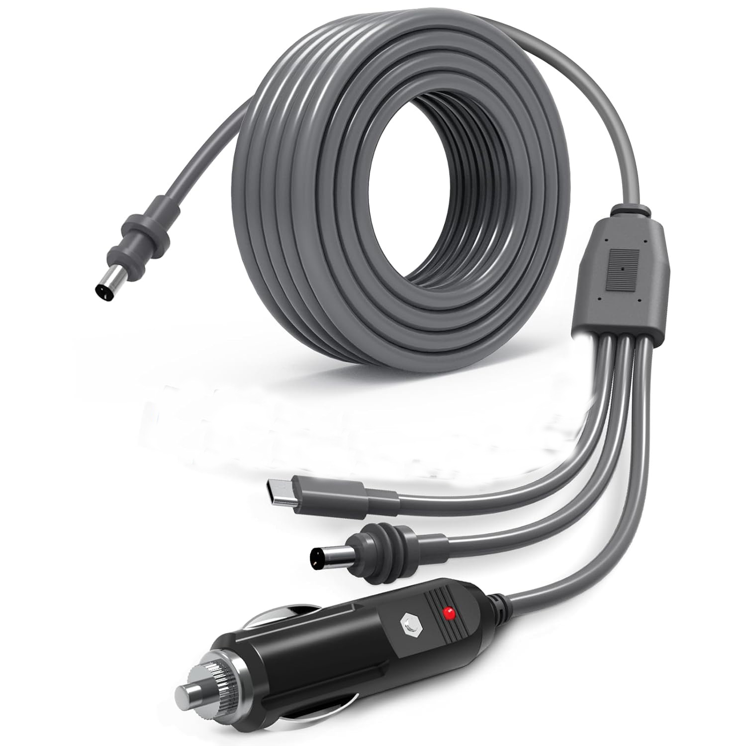 Cross-border hot-selling fourth-generation fan model one-to-three type C to DC cigarette lighter USB three-in-one power supply