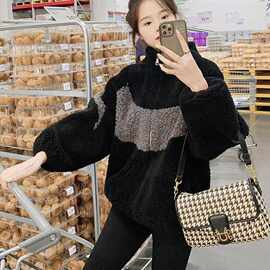 高领卫衣女2025年新款秋冬韩范炸街中长款加绒加厚羊羔毛拉链外套