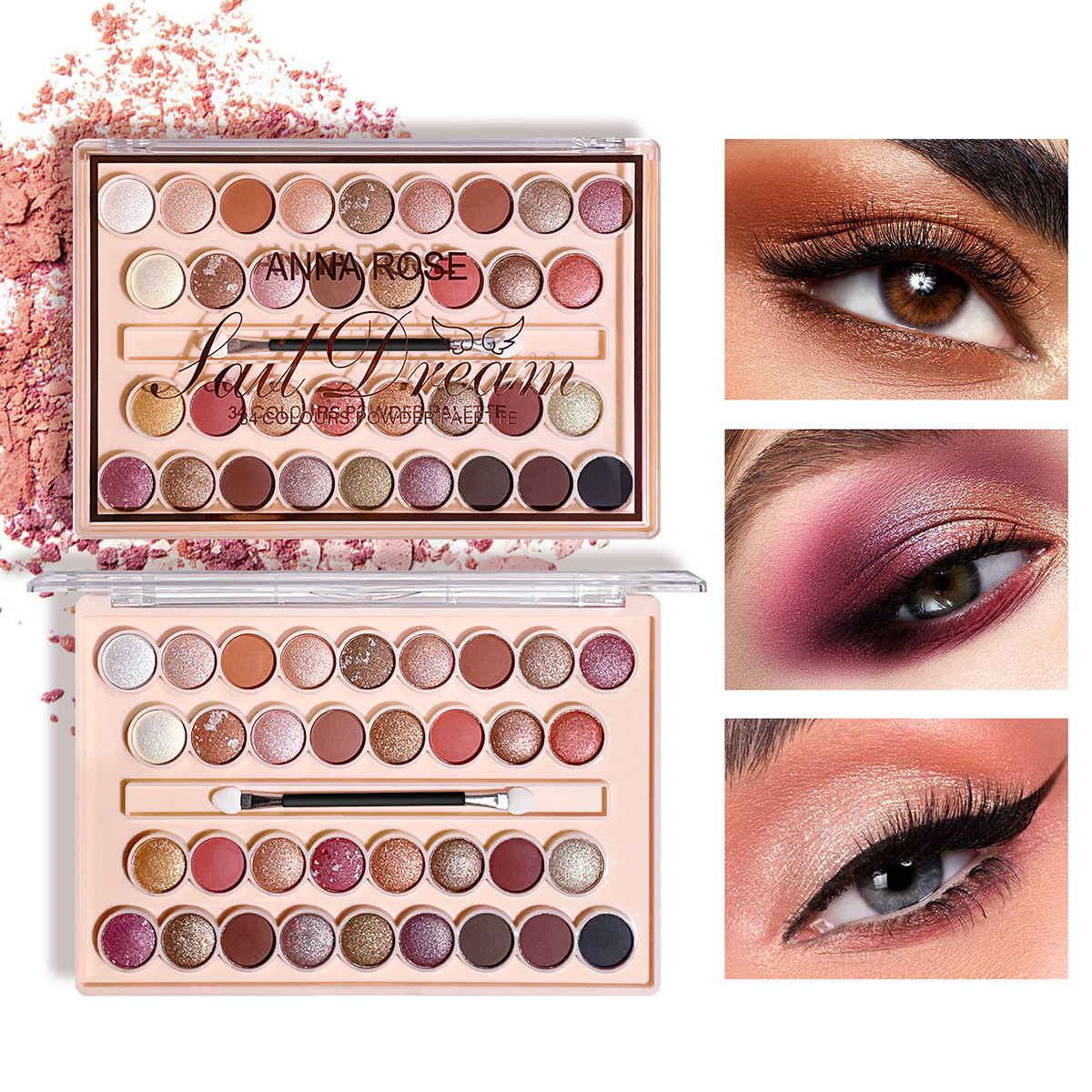 E1943 treinta y cuatro sombras de ojos en color ¿ embalaje en inglés (solo para ventas de exportación, prohibición de ventas nacionales, compra equivalente a la exención de responsabilidad corporativa por defecto)