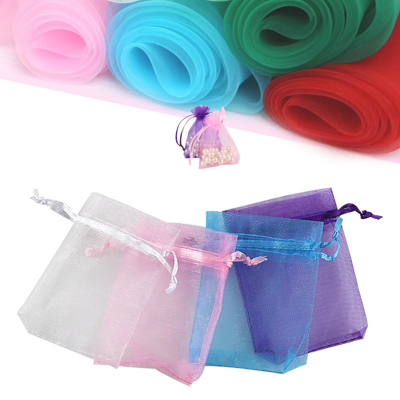 透明网纱袋素色礼品喜糖袋饰品首饰包装纱布袋束口