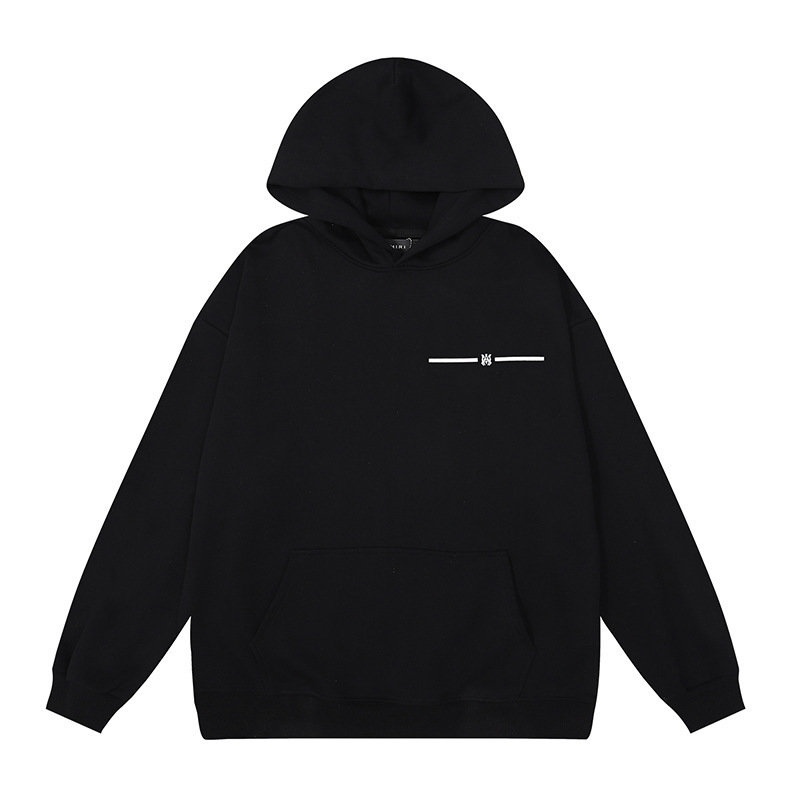 アメリカンストリート Amiri ニッチハイストリート男性と女性のカップルソリッドカラーコットンプリントプルオーバースウェットシャツレトロパーカー|undefined