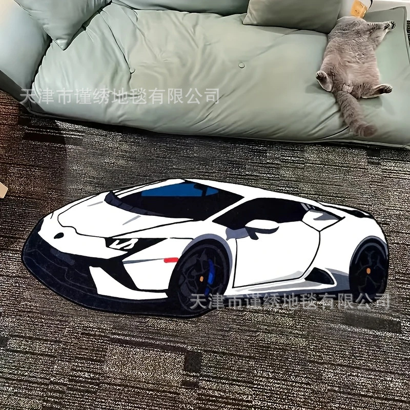 Cross-Border Cool Car Imitation Cashmere Floor Mats, Car Fan Decoration, Non-Slip Foot Mats, Easy-Care Entryway Doormats