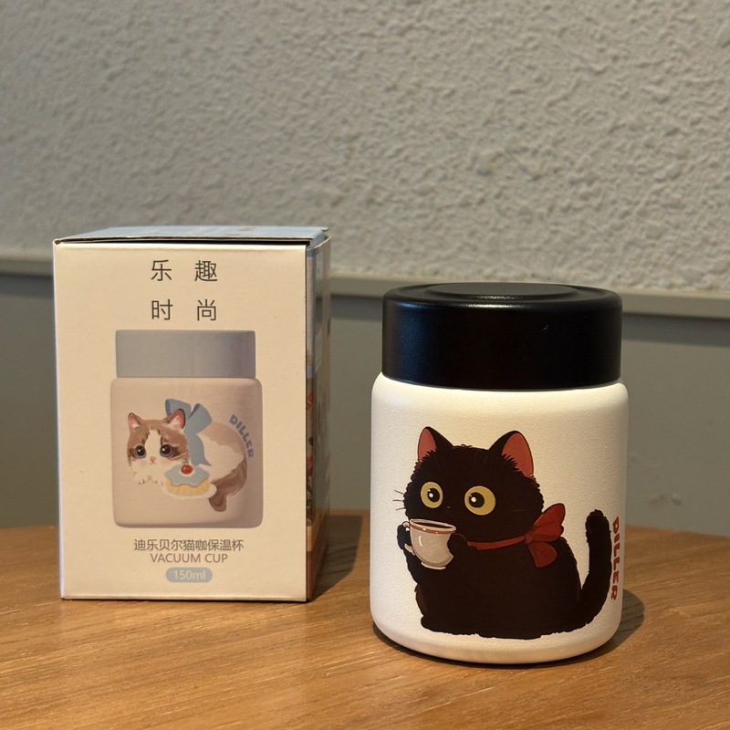 迪乐贝尔猫咖保温杯高颜值316内胆口袋小巧便携卡通吸管杯冰霸杯|undefined