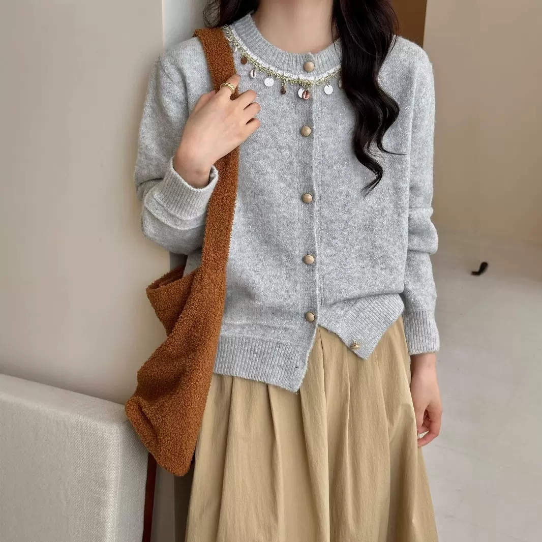 韩系2025秋冬新款温柔毛衣外套女显瘦显白宽松减龄百搭针织开衫潮