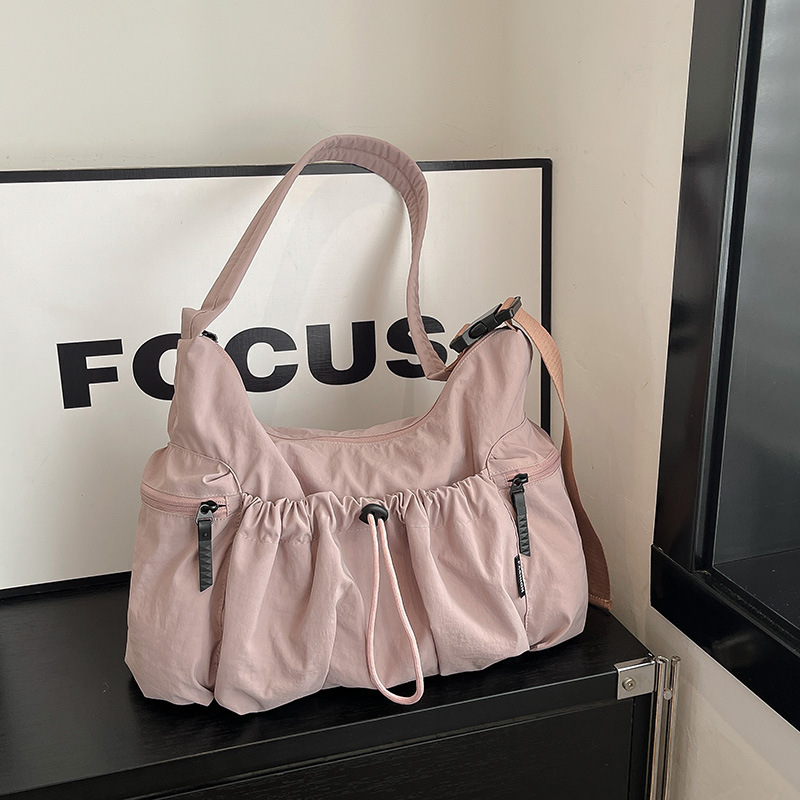 2026 New Style Pleated Bag for Women, Fashionable Casual Simple Drawstring Shoulder Crossbody Bag, Niche Design Tote Bag