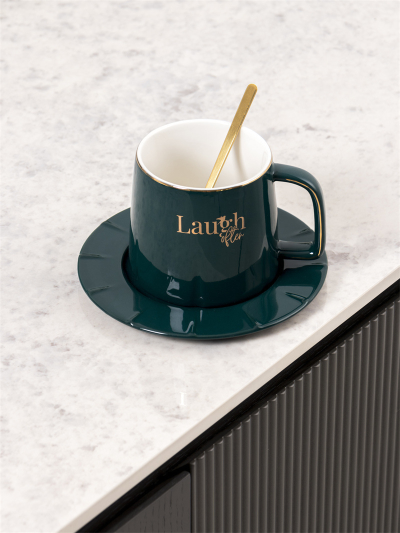 Hengbang Ceramic Business Series taza de agua leche taza de té taza de café taza pareja taza de ocio para el hogar taza con taza y platillo con cuchara