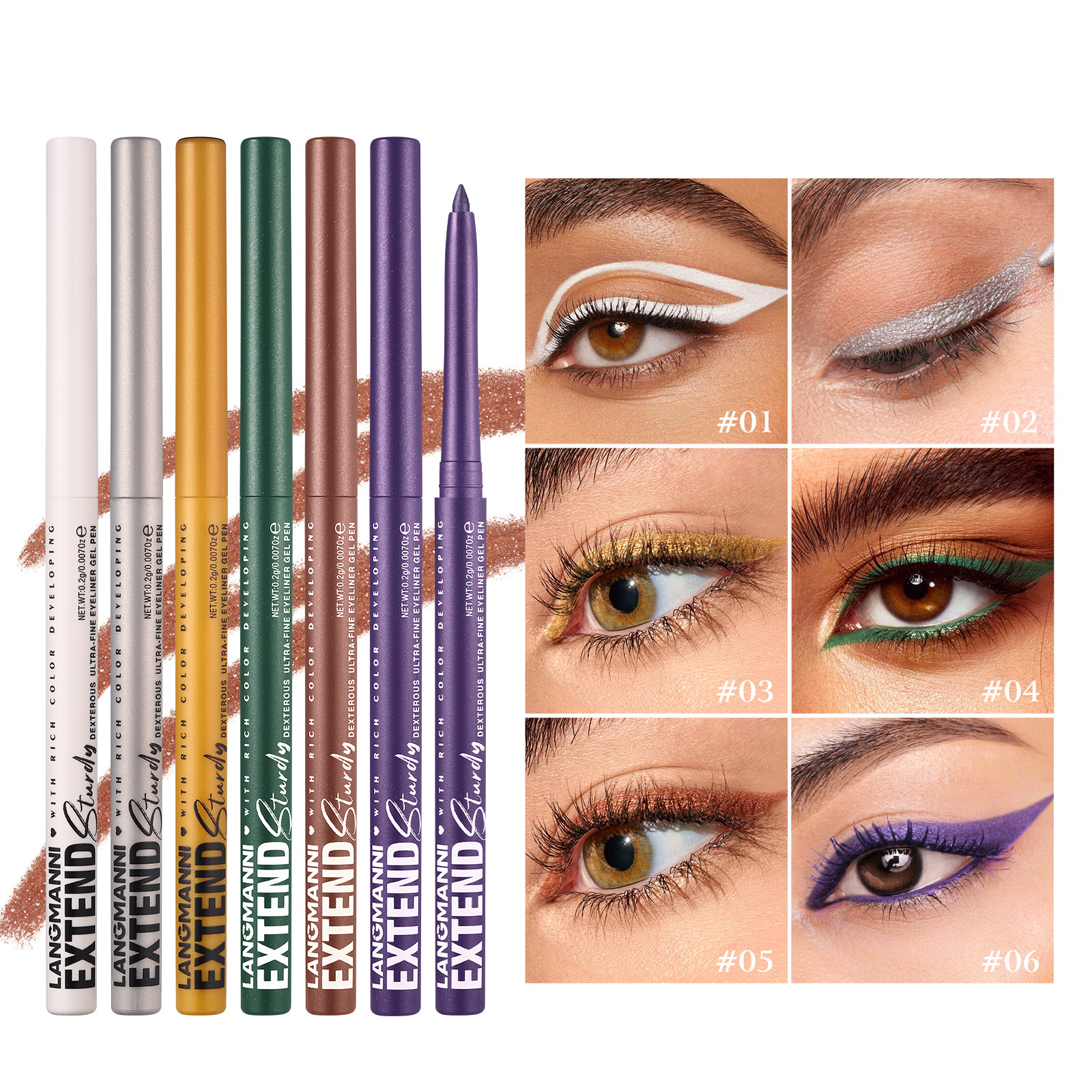 Langmanni Twelve-Color Single Eyeliner Gel Pen Rotating Eyeliner Pen