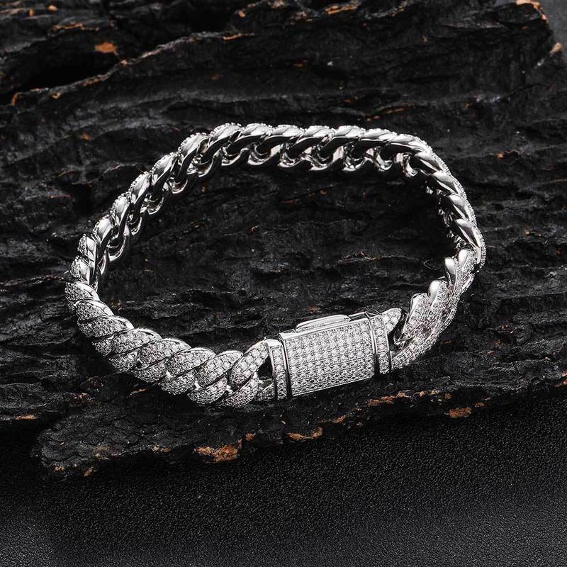 European and American Cross-Border Hip-Hop 10mm Double-Row Zircon Bracelet with Full Diamond Bubble Cuban Chain, High-End Men's Jewelry Wholesale