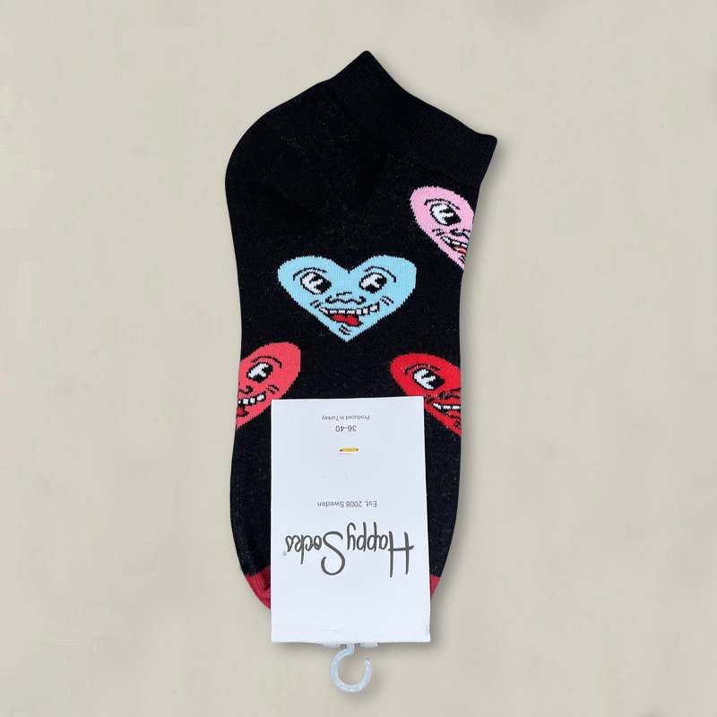 HappySocksハイスキンのショートソックスの漫画の浅い口の低い女性のスウェーデンのファッションのタイプのソックスの春夏のカラー