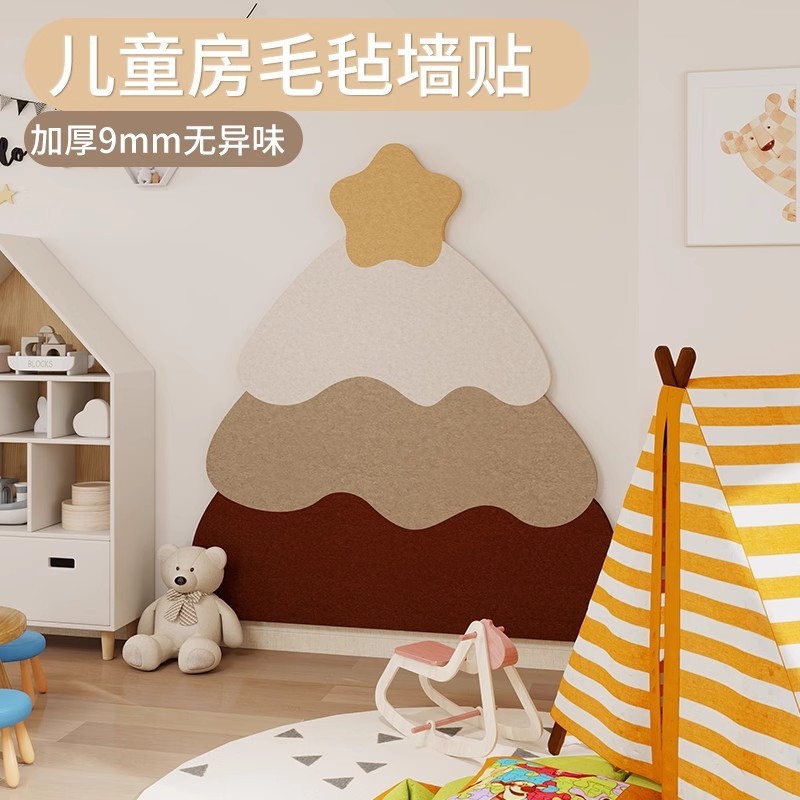子供部屋の壁の装飾 3D 立体パンチフリーケーキツリー壁ステッカーフェルト写真壁写真ディスプレイビジョンボード|undefined