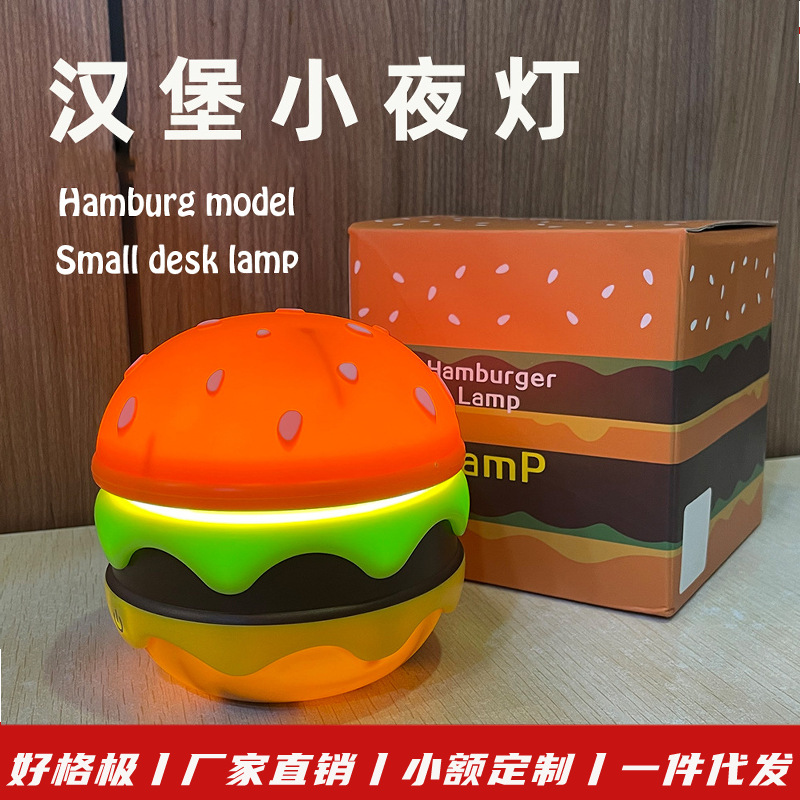 Lámpara de Noche en Forma de Hamburguesa, Almacenamiento y Luz de Escritura, Soporte Telescópico