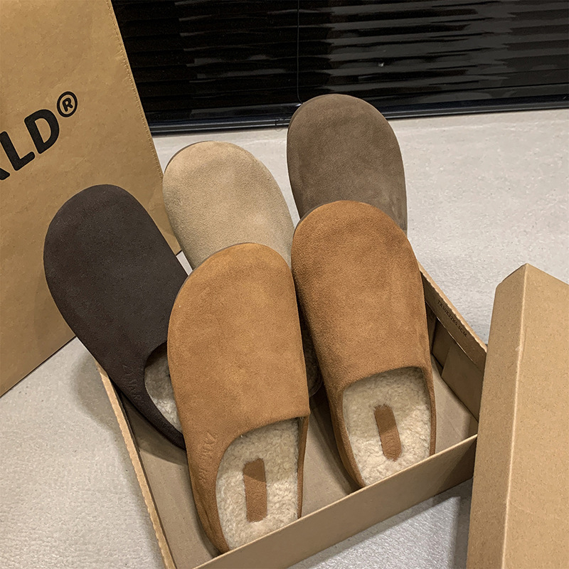 Gu Yun Platform fleece-lined Burken Shoes Maomao Shoes Women's Shoes Outwear Maomao Slippers Women's Casual Single-layer Shoes Lefu Shoes