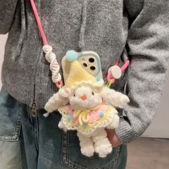 漫画垂耳兎ぬいぐるみペンダント、クリエイティブなボニー長耳ウサギ人形キーホルダー、ぬいぐるみおもちゃ人形