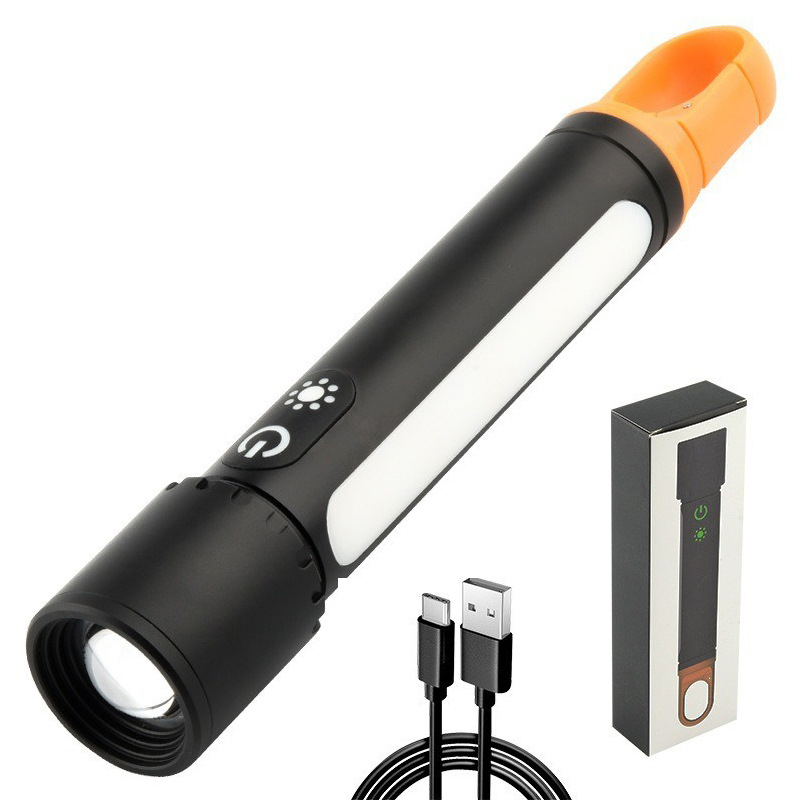 Linterna láser blanca transfronteriza C0B luz lateral tipo-c recargable al aire libre multifuncional camping luz linterna de luz fuerte