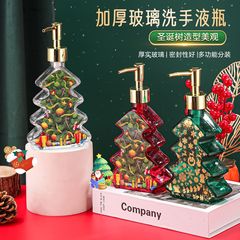 创意造型美观圣诞树洗手液玻璃瓶加厚玻璃洗手液瓶沐浴露玻璃瓶
