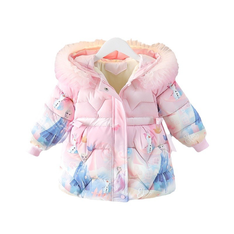 Ropa para niños al por mayor de invierno para niñas congeladas Aisha abrigo forrado de algodón acolchado Chaqueta acolchada de algodón Aisha engrosada para nuevas niñas