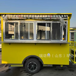 出口定制食品亭户外移动拖车牵引式烧烤车多功能小吃车商用可移动