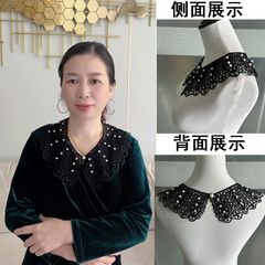 Korean style hollow polyester shawl fake collar (pearl lace fake collar) collar versatile style practical buttons fashion