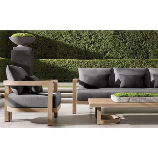 Outdoor Sofa Courtyard Villa Hotel Leisure Furniture Retro Old Outdoor Garden Terrace Teak Sofa Combination