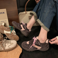 牛皮版~5cm增高德训鞋女香缇卡新款百搭阿甘鞋子厚底休闲运动鞋