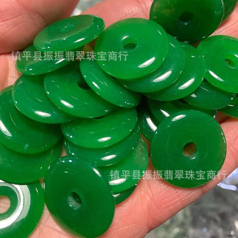 20mm翡翠乾青玉平安扣ペンダントDIY手作りアクセサリー翡翠ペンダント中国風|undefined