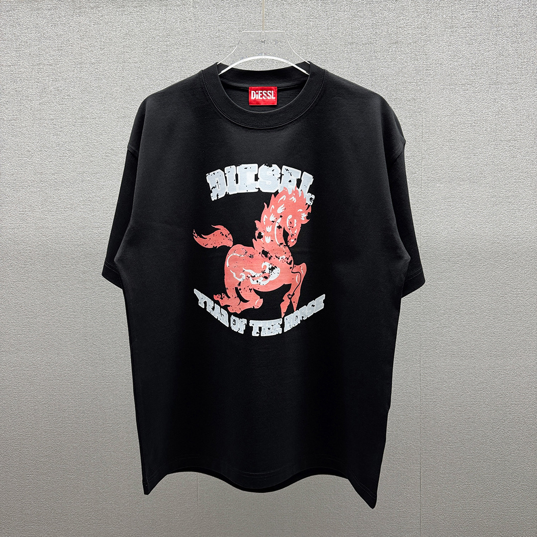 Transfronterizo dieseldie camiseta de verano nuevo camiseta de manga corta algodón impresión de moda de cuello redondo hombre y mujer media manga