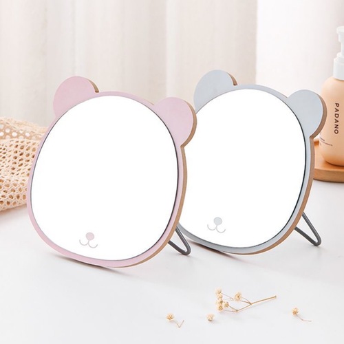 ins wooden cartoon makeup mirror high-value foldable desktop dressing mirror student bedroom portable desktop mirror