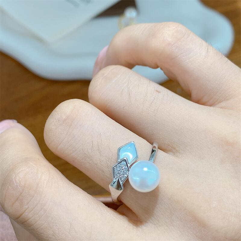 ZHIZHEN NEW PEARL RING BIG 브랜드 동일한 SNAKE BONE MOTHER-IN-THE-SHELL K 골드 크래프트 느슨한 조정 가능한 고급 센스 링