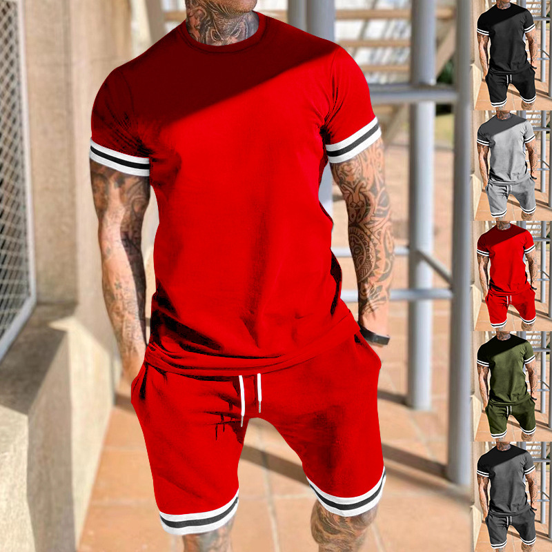 Hombres Color Sólido Conjuntos De Pantalones Cortos Ropa Hombre display picture 3