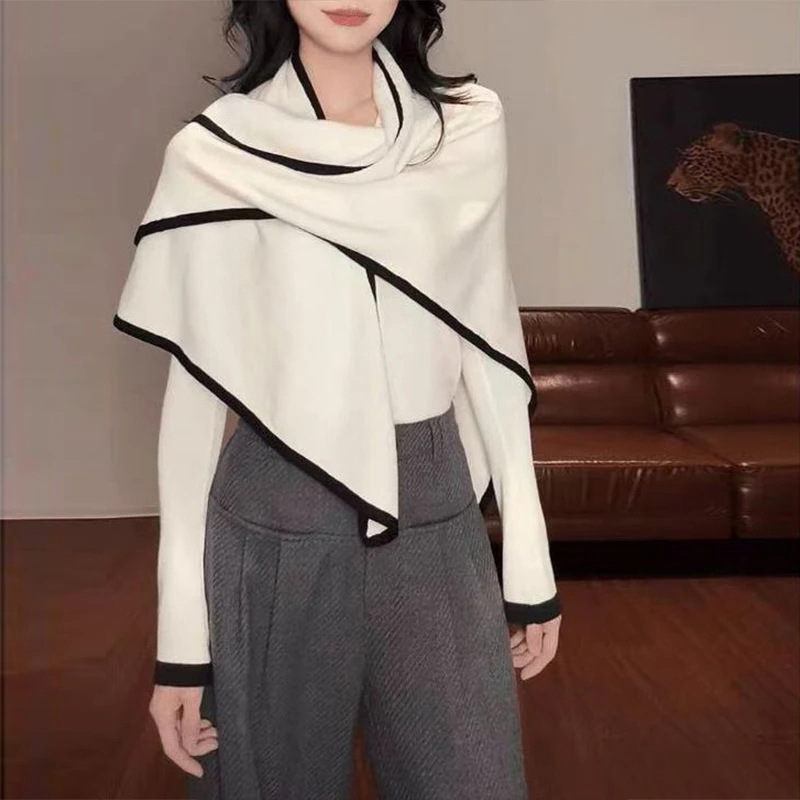 别致真两件三角披肩设计感针织衫女新款韩版时尚休闲显瘦上衣女潮|undefined