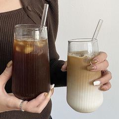 高颜値ストライプグラスレストラン冷飲カップ気泡カップ果物飲料カップ耐熱ラテコーヒーカップ