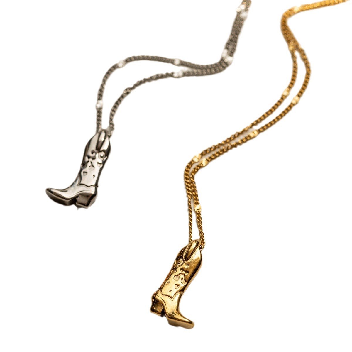 Colgante de Collar en Forma de Bota Vaquera, Bañado en Oro image 6