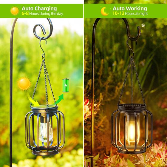 Factory cross-border solar iron lantern waterproof decorative courtyard mesh chain chandelier hanging lantern