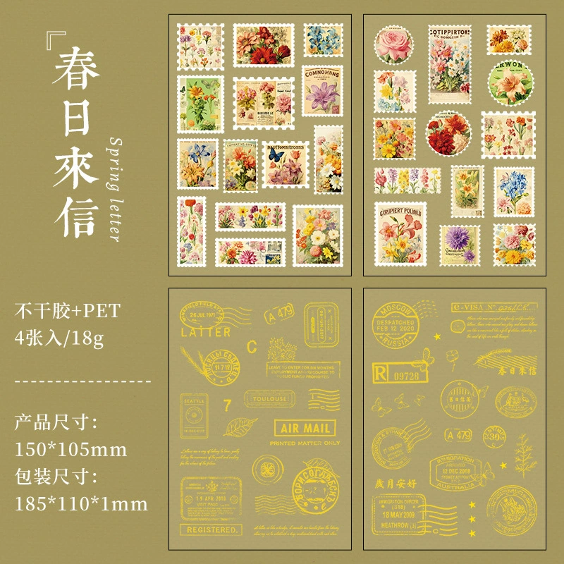 Retro stamps, sticker, base stationery, DIY