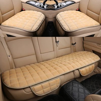 Wool pad Car Seat Cushion - checkered-three-piece-set-wenxinmi