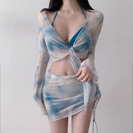 度假风泳衣女2025新款分体裙式比基尼四件套高级感泡温泉