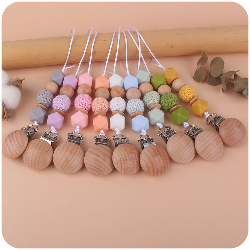 Nuevos suministros para bebés Clip de haya calmante bebé cuentas octogonales de silicona cadena anti-caída Amazon AliExpress