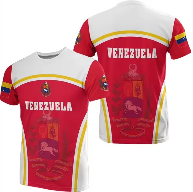 Venta directa de fábrica para hombres deportivos, absorbentes de sudor y de humedad, camiseta suelta y transpirable de manga corta con cuello redondo, estampado geométrico en 3D