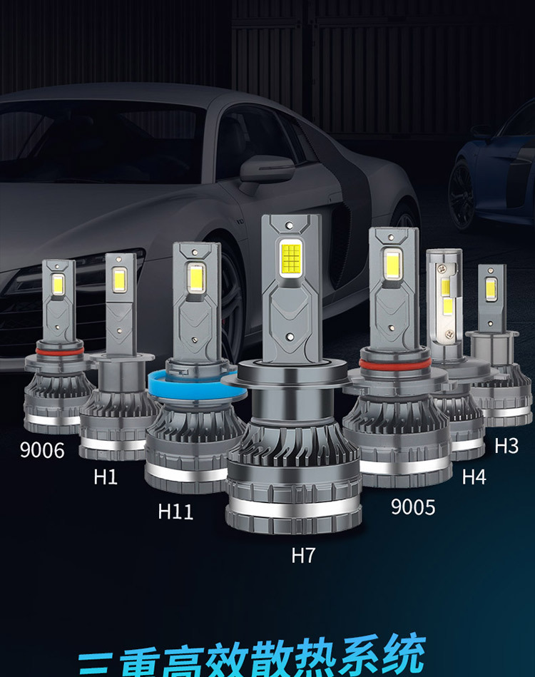 Cross-Border Led Car Headlight H1 Bulb H7 Super Bright H4 Far and Near Integrated 9005 Modified 9012 Car Light H11 Strong Light