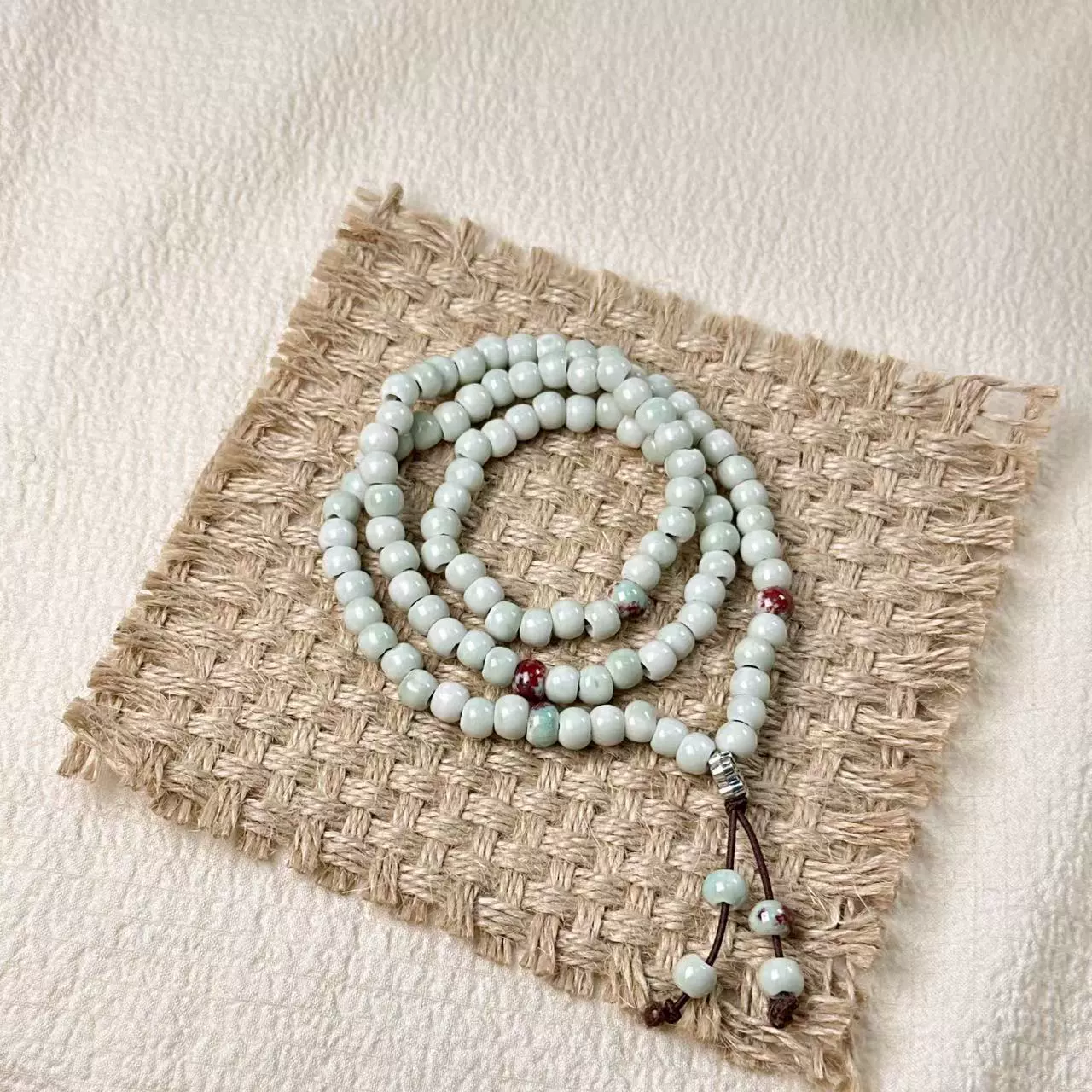 Посуды из Jingdezhen любовь к керамике национальная традиция Ceramic three-ring necklace stack с браслетом 108 бусин однотонная серия