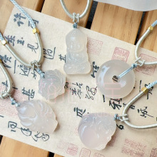 新中式玉髓平安扣莲花弥勒佛编绳项链禅意古风百搭锁骨链高级感